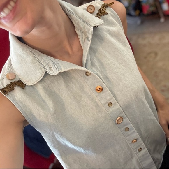 EKA ERIKA KELLY APPAREL Sleeveless Denim Top UPCYCLED American Apparel - Picture 4 of 10